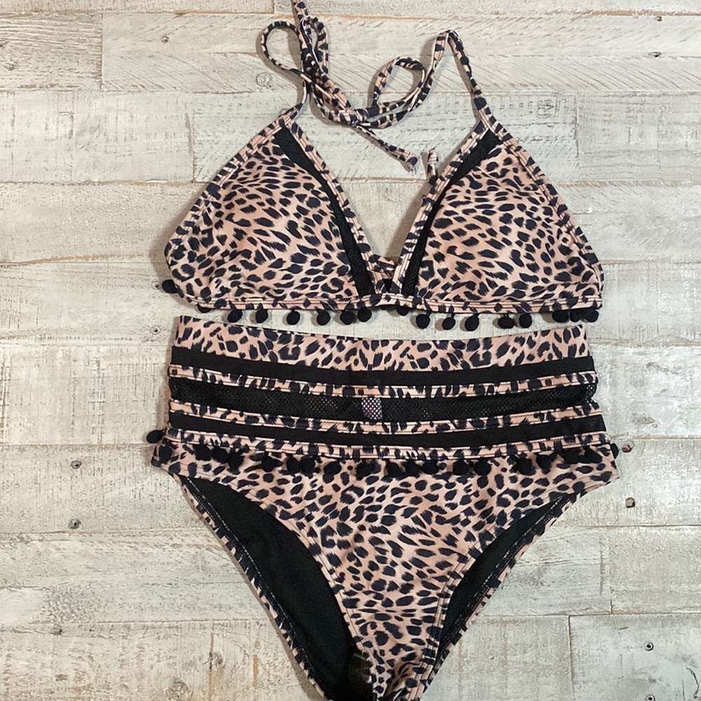 Pink lily - animal print bikini - size L